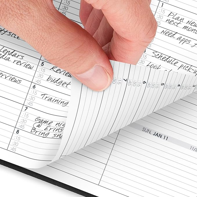 AT-A-GLANCE 2026 Appointment Book Planner, Weekly, 7" x 8-3/4", Medium, Quarter-Hourly, Black (709510526)