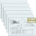 Ctosree 6 Pcs 11 x 17 Quadrille Pads 4 Squares Per Graph Paper Pad Back to School Engineer Grid Paper Pad for School Supplies 50 Sheets/Pack