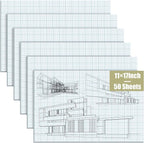 Ctosree 6 Pcs 11 x 17 Quadrille Pads 4 Squares Per Graph Paper Pad Back to School Engineer Grid Paper Pad for School Supplies 50 Sheets/Pack