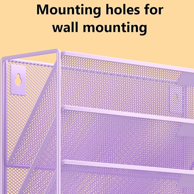 Kuntine.B 6-Tier Wall File Organizer Hanging File Organizer Cubicle Organizer Wall File Holder for Office Home (Purple, 6 Tier)