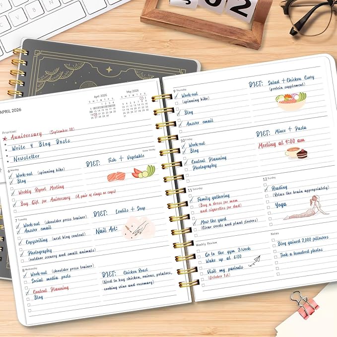 2026 Planner 8.5 x 11, Large Weekly Monthly Planners with Tabs, A4 Spiral Bound Daily Calendar 2026 Planner, 12 Month Agenda from Jan. to Dec., Flexible Cover Appointment Book(Tarrow Tree)