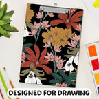 APIILVPQ Boho Clipboard，Floral Clipboards with Low Profile Clip for Office School Use, Botanical Wooden Clip Boards for Nurses Teachers Students - A01