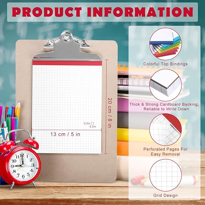 Jetec Small Graph Paper Notepad 5 x 8 Inch Mini Notebook Double Sided Memo Pads Back to School Supply Pocket Notepad Assorted Colors 50 Sheets Graph Paper Notebook(Grid(5x5),16 Pcs)