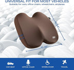 Skechers Seat Cushion, Ergonomic Memory Foam Cushion for Long Sitting Hours on Office & Home Chair, Car Seat Cushion for Sciatica, Coccyx Cushion,Brown
