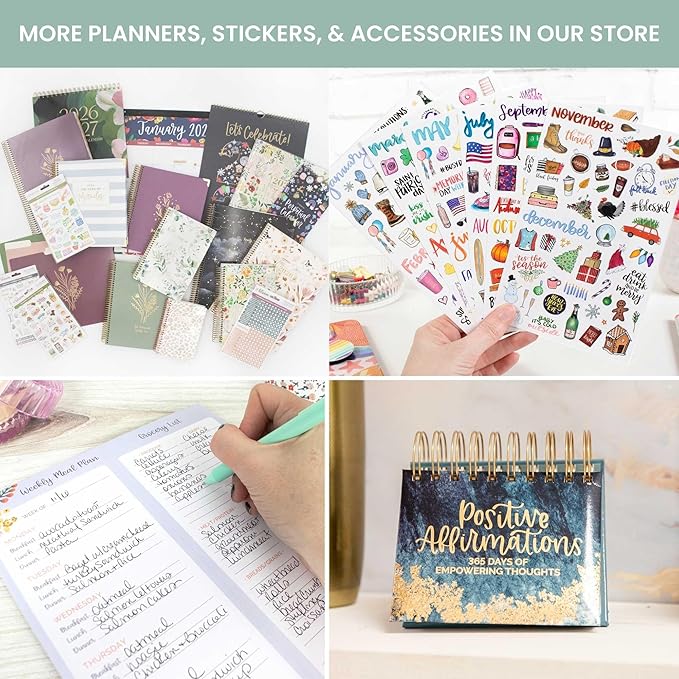 bloom daily planners HARDCOVER 2026 Planner (January to December) - 8.5” x 11” Weekly & Monthly Dated Agenda Organizer Book with Stickers & Tabs - Eucalyptus, Green