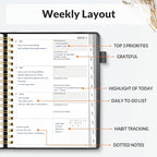 SUNEE 2026 Planner 5.9" x 8.3" – Dated Productivity Planner for Time Management - Daily,Weekly & Monthly Planner to Achieve Goals - Planner 2026 dated from January 2026 – December 2026,Black