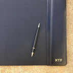 Dacasso Black Leather 22" x 14" Side Rails Desk Pad