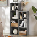 VECELO Narrow Bookshelf Set, Fits 9.3" × 10-12.8" Hardcovers, Cube Storage Bookcases, Free-Standing for Living Room, Bedroom, Home Office, 3/4-Tier, 2-Pack, Gray