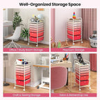 Giantex 6 Storage Drawer Cart Rolling Organizer Cart for Tools Scrapbook Paper Home Office School Multipurpose Mobile Utility Cart (Pink Gradient)