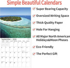 2026 Wall Calendar,Calendar 2026, November 2025 - December 2026, Wall Calendar Ocean Beaches, 12" x 24" Opened,Full Page Months Thick & Sturdy Paper for Calendar Organizing & Planning