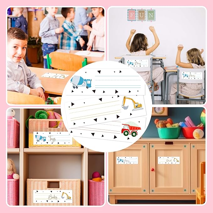 30 Name Tags for Classroom Cubbies, 3x9 in Constructions Name Plates for Desks, Classroom Must Haves for Teachers Elementary - A08
