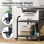 Fannova Large Printer Stand Table 23.6 x18.9 x 30 Inches with Height Adjustable Storage Shelf, 3 Tier Rolling Printer Cart with Wheels for Home Office, Gray