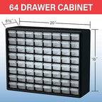Akro-Mils 64-Drawer Plastic Drawer Storage Cabinet for Garage Organization, Bead Organizer, Building Bricks Storage, Teacher Toolbox, Makeup Organizer, 20" W x 6" D x 16" H, 10164 Red