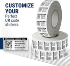 McAuley Labels Custom QR Code Stickers - Numbered, Permanent, Adhesive Asset Tags for Equipment - Heavy Duty Metalized Polyester, Stronger Adhesive - 2x1 Inches