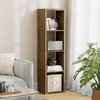 Jpiziso 4 Cube Storage Organizer Single Row, Cube Shelf with Heavy-Duty Thick Boards, 13.31" L x 9.37" W x 48.82" H, Smooth Easy-Clean Panels, Simple Assembly, for Living Room Bedroom Office, Brown