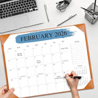 Desk Calendar 2026 – 18-Month Desktop Calendar from Jan 2026 to Jun 2027, for Office, School & Home Use – Large Teacher Desk Calendar 22x17 (Brown)