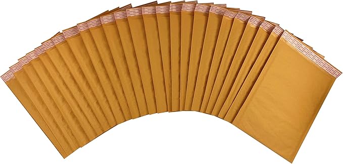 Amazon Basics Kraft Bubble Self-Seal Mailer, 10.5" x 16" (Internal Size 10.25" x 15"), 25-Pack, Brown
