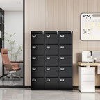 Fesbos File Cabinets - 5 Drawers Vertical 17.8" Deep Lockable Filing Cabinet - Black & Gray Metal Storage Cabinets for Home Office to Hanging Files Letter/Legal/F4/A4 Size