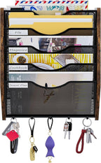 PAG-Mass Wall File Organizer With Hooks, 5 Tier Mesh Mail Organizer Wall Mounted,Hanging File Organizer,Magazine Holder for Documents,Magazine,Literature,File,Mails,Envelopes
