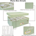 Sprsthai Linen Photo Storage Box – Holds 1700 Photos, 24 Adjustable Dividers & 72 Labels Multi-Use Organizer for Photos, Envelopes, Recipes Beige