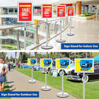 VAIIGO 6Packs Floor Standing Sign Holder Stands for Display 8.5x11Inch Pedestal Poster Sign Stand, Adjustable Sign Holder Stand for Vertical & Horizontal View Sign Display Stand, Silver