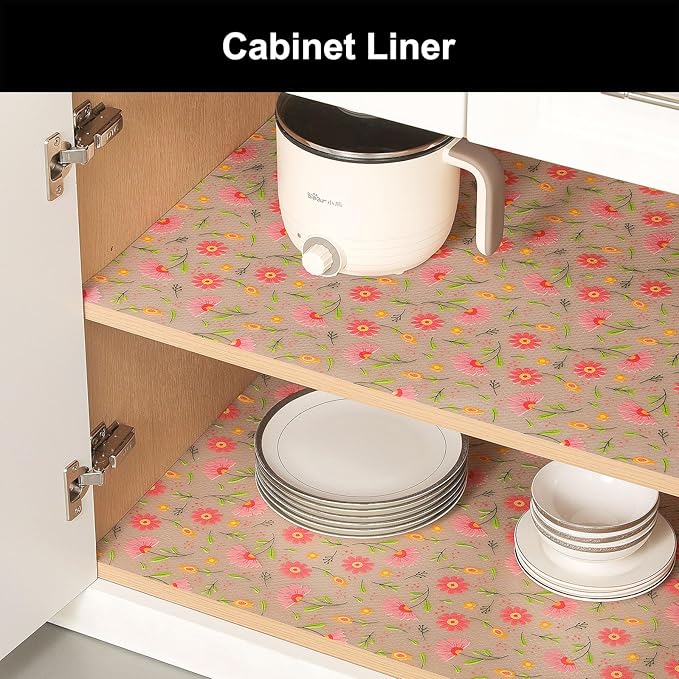 Cooyes Shelf Liner – Premium Non-Adhesive Cabinet & Drawer Liner for Kitchen – Waterproof Shelf Paper with Modern Pattern – Durable EVA Cabinet Mat – Easy to Cut (17.5" W x 360" L)
