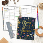 SUNEE 2026 Appointment Book, Quarter-Hourly, Weekly & Monthly - from January 2026 - December 2026, 8.5"x11" Weekly Planner, Flexible Cover, Note Pages, Pockets, Bookmark, Spiral Binding, Navy Flower