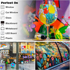FansArriche Liquid Chalk Markers, 15mm Jumbo Car Window Markers, 8 Pack Erasable Neon Chalk Pens for Chalkboard, Blackboard, Glass, Signs, 3-in-1 Nib