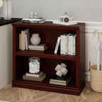 Bevfint 30" Bookcase, White Floor Standing Bookshelf, 2-Tier Display Shelves Open Storage Organizer, Book Case for Living Room Hallway Kitchen Home Office Bedroom, Mahogany 2 Tiers