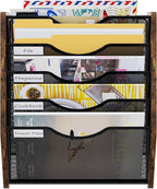 PAG-Mass Wall File Organizer,5 Tier Mesh Mail Organizer Wall Mounted,Hanging File Holder,Magazine Rack for Documents,Magazine,Literature,File,Mails,Envelopes