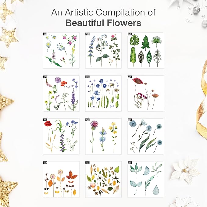 RED EMBER Botanicals 2026 Wall Calendar 12 Month | 12" x 24" Open | Thick & Sturdy Paper | Holiday Gift | Art Nature Calendar 2026