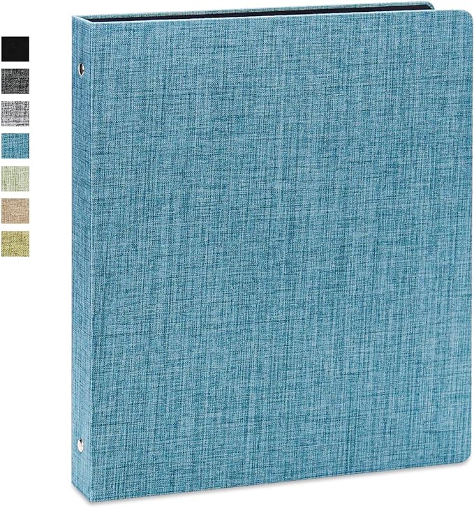 Vienrose 3 Ring Binder 1 Inch Round Rings with Linen Fabric Cover, Fits 8.5 x 11 Inch Paper, Durable Organizer for School, Office, Home, Recipes, Blue