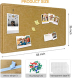 Yunihome Large Bulletin Board - Foldable 36x48 Inches Cork Board Alternative with 20 Push Pins, 3' x 4' Self-Adhesive Felt Bulletin Board for Wall, Home Office Classroom Decor