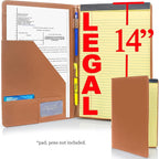 Legal Size Padfolio, 8.5 x 14 Inch Portfolio Folder for Legal Pad, Professional Padfolio for Job Interviews, Business Meetings, and Attorneys (Saddle Tan)