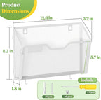 YINGHUA 3 Pack Mesh File Holders Wall Mounted - Durable Metal Hanging Organizer with Hooks - 12.6 Inch Vertical Wall Baskets for Mail Papers Office Home and School Storage - White