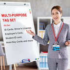 Marspark 50 Sets Clear Name Tags with Lanyard, Lanyards for ID Badges Reusable Strap with ID Holder Plastic Name Badges for Adults Business School Church Conference (Red)