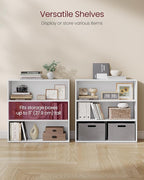 VASAGLE Custos Collection - Bookshelf, 3-Tier Bookcase, Book Shelf, Open Storage Shelf, 9.4 x 31.5 x 32 Inches, for Living Room, Home Office, Dinning Room, Cloud White ULBC173T14