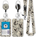 Giancomics Floral Owls Lanyards for Id Badges, Book ID Badge Holder with Retractable Reel, Flower Teacher Lanyard with Keychain Key Clip Carabiner Name Tag Card Holder Protector Office Women Gift
