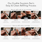 Wordsworth & Black Fountain Pen Set, 18K Gilded Broad Nib, Includes 24 Pack Ink Cartridges, Ink Refill Converter & Gift Box, Gold Finish, Calligraphy, [Racing Green], Perfect for Men & Women