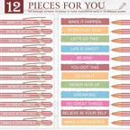 Zonon 12 Pcs Inspirational Pens Bulk Funny Ballpoint Pen with Stylus Tip Motivational Gifts for Valentine's Day Teacher Coworkers Nurse School Office Supplies(Rose Gold,Motivational Style)