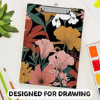 APIILVPQ Boho Clipboard，Floral Clipboards with Low Profile Clip for Office School Use, Botanical Wooden Clip Boards for Nurses Teachers Students - A02
