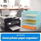 EASEPRES 5 Slot Mesh Desk Organizer Tray, File Paper Letter Folder Holder Desktop Paper Sorter Mail Organization Rack Storage Accessories, for Office Home School Classroom, Blue