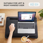 HUANUO Lap Laptop Desk - Portable Lap Desk with Pillow Cushion, Fits up to 17 inch Laptop, with Anti-Slip Strip & Storage Function for Home Office Students Use as Computer Laptop Stand, HNLD28B