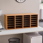 Safco Literature Organizer, 24 Compartments, Office and Classroom Mailbox with Adjustable Shelves, Wood Paper and Mail Sorter, Medium Oak