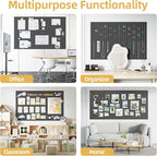 Large Cork Board for Wall 36" x 48" Black Bulletin Board with Safe Removable Adhesive Squares for Pictures Photos, Alternative CorkBoard Felt Pin Boards Tiles for Office Classroom Wall Decor-12 Pack