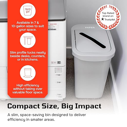 Sturdy Essentials City Box 7 Gallon Double Bin Trash Can Recycle Bin with Lid for Residential, Business, and Commercial Recycling - NYC Compliant (Double Kit Paper Waste)