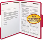 Pendaflex Fastener Folders, 2 Fasteners, Letter Size, Red, 1/3 Cut Tabs in Left, Right, Center Positions, 50 per Box (22740), Specialty