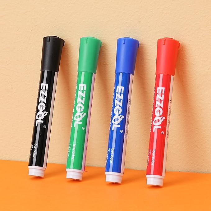 Ezzgol Dry Erase Markers Bulk, 72 Pack Basic Multi-color Red Blue Black Green Low Odor Whiteboard Markers, Chisel Tip Dry Erase Markers for Writing on Dry Erase Whiteboard for School, Office, Home