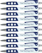 SyPen Personalized Ballpoint Pens With Custom Logo/Text-350 Pack Bulk-for Businesses, Parties, & Events, Custom Printed, White Barrel with Matching Colored Clip and Grip, Click Pens, Black Ink, Blue