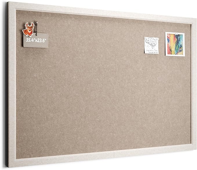 Fluxynara Foldable Cork Board Alternative, Felt Bulletin Board 36" x 24" Oatmeal Frame with 24 Adhesive Tabs, Pin Board for Home Office, Classroom, Entryway, Kitchen Wall Decor—Deep Camel